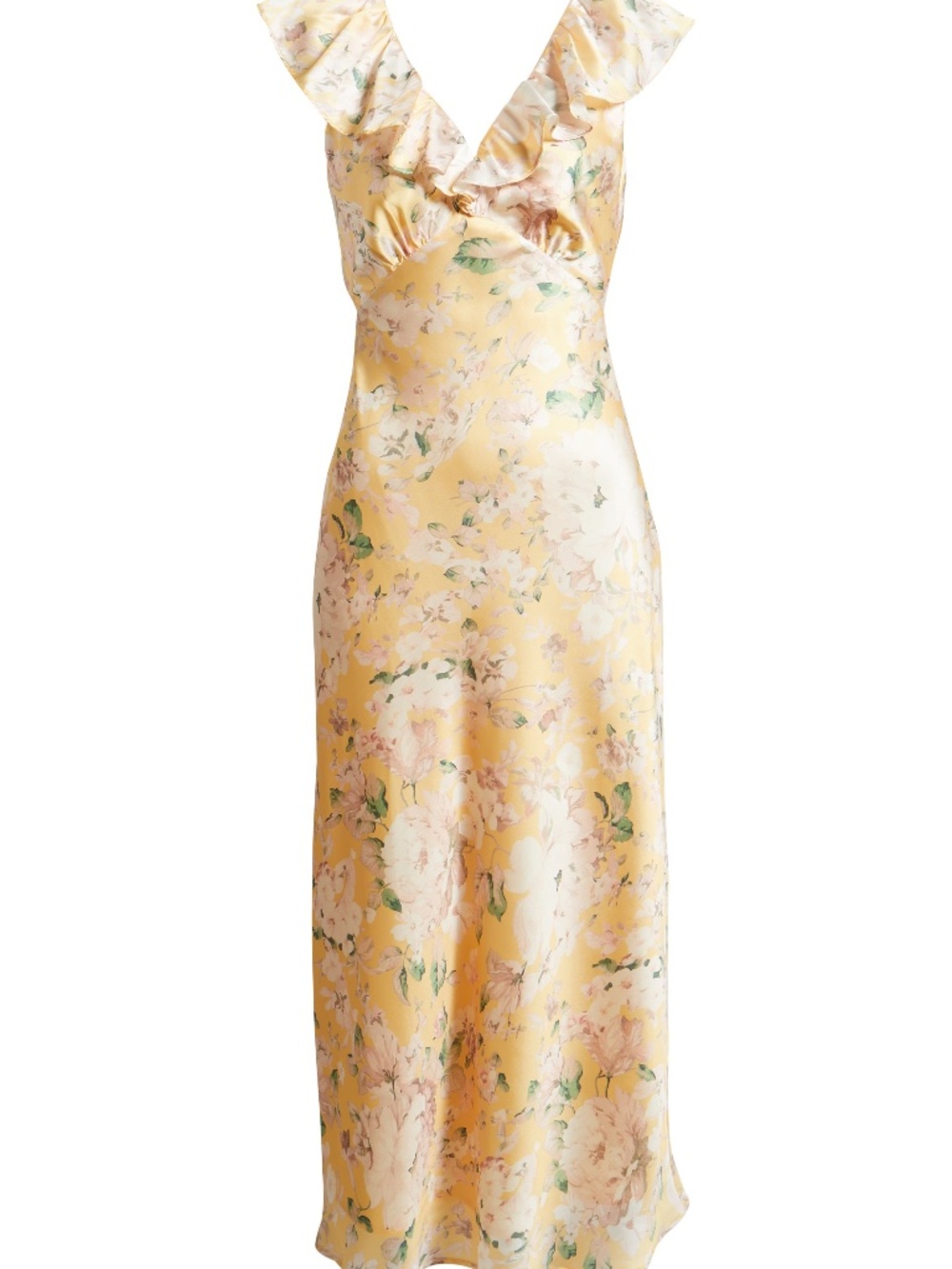 Lulu’s Carter Ruffle Neck Tie Back Maxi Dress